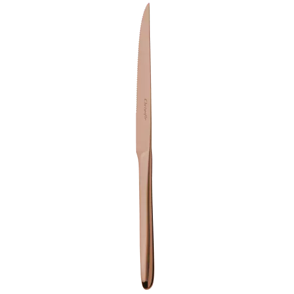 Copper Stainless steel steak knife with serrated blade